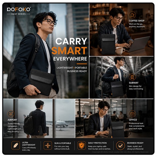POFOKO Easy Series Laptop Sleeve Bag 11.6–17 Inch Portable