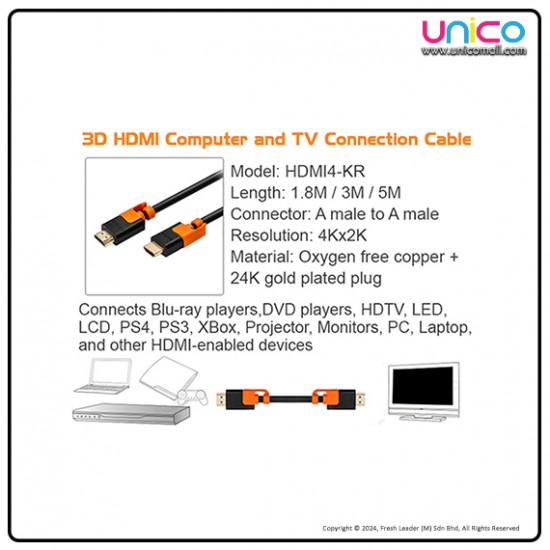PowerSync 3D HDMI Cable - Experience High Speed with 3m Length at Unicomall PowerSync 3D HDMI Cable - Experience High Speed with 3m Length at Unicomall