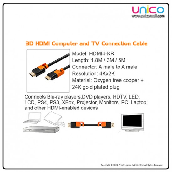 PowerSync 3D HDMI Cable - Experience High Speed with 3m Length at Unicomall