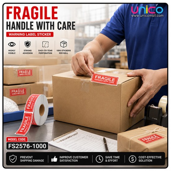 Fragile Warning Label Sticker 1" x 3" – Handle with Care Shipping Stickers