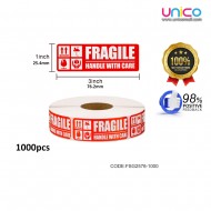 Fragile Handle With Care Sticker 1" x 3" (1000pcs)