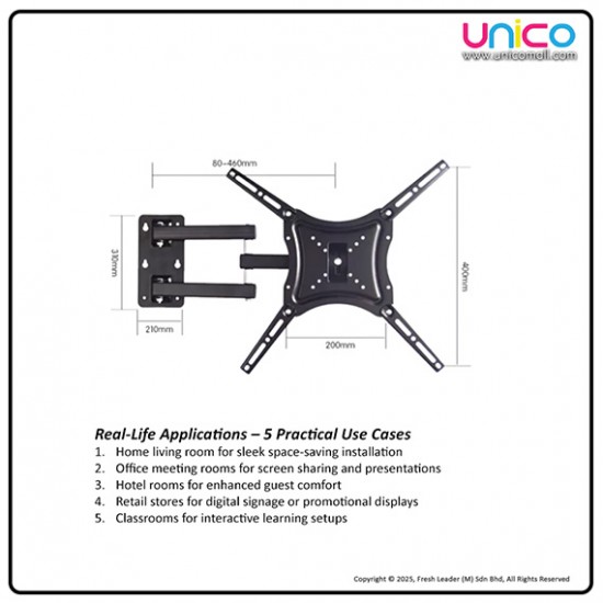 Universal Swivel TV Wall Mount 14–55 Inch – Full Motion Bracket for LED & LCD TVs Universal Swivel TV Wall Mount 14–55 Inch – Full Motion Bracket for LED & LCD TVs