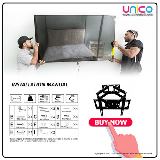 Universal Full Motion TV Wall Mount 26–58 Inch – Heavy Duty Swivel & Tilt Bracket