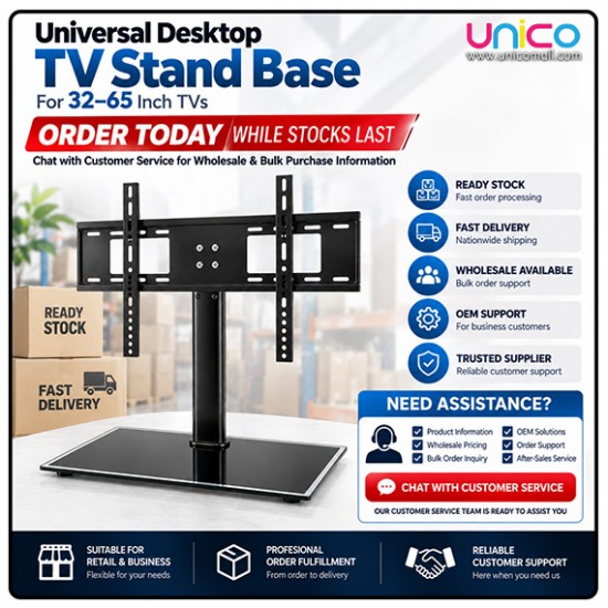 Sturdy TV Stand for 32-65 Inch LCD/LED Screens – Universal & Adjustable Base Bracket