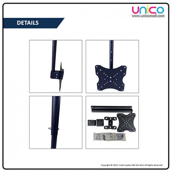 Ceiling TV Bracket for Small LCD LED TVs 14–32 Inch – Space-Saving Tilt & Swivel Mount