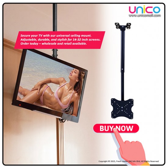 Ceiling TV Bracket for Small LCD LED TVs 14–32 Inch – Space-Saving Tilt & Swivel Mount