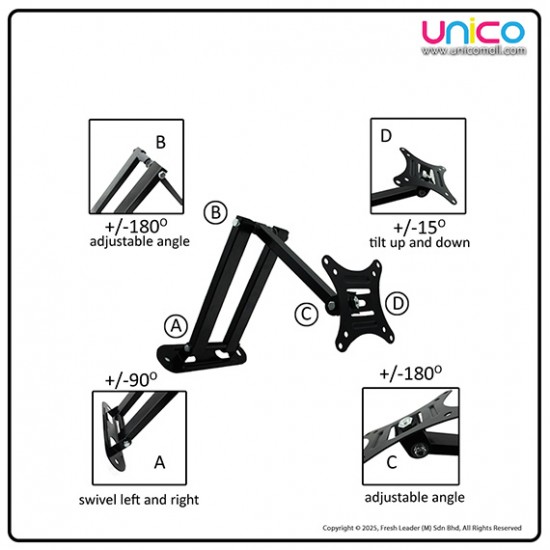 Retractable TV Wall Bracket Suitable for 14” – 27” Retractable TV Wall Bracket Suitable for 14” – 27”