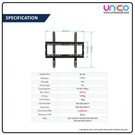 LED LCD Flat Panel TV Bracket Wall Mount For 26''-63" LED LCD Flat Panel TV Bracket Wall Mount For 26''-63"