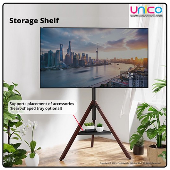 Solid Wood TV Floor Stand for Large TVs – Fits 32–75", Adjustable Angle & Space-Saving Design