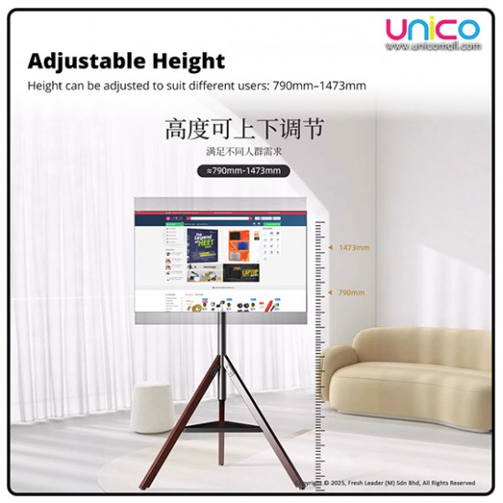 Solid Wood TV Floor Stand for Large TVs – Fits 32–75", Adjustable Angle & Space-Saving Design