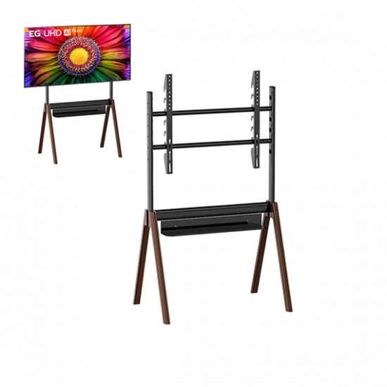 Modern Nordic Wooden TV Floor Stand – Universal 43–86 Inch, Sturdy Quad-Leg Structure