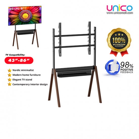 Modern Nordic Wooden TV Floor Stand – Universal 43–86 Inch, Sturdy Quad-Leg Structure