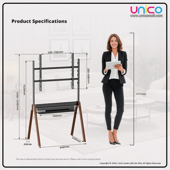 Modern Nordic Wooden TV Floor Stand – Universal 43–86 Inch, Sturdy Quad-Leg Structure