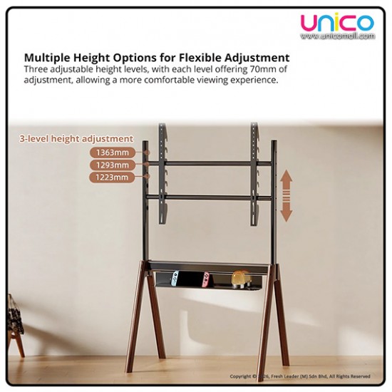 Modern Nordic Wooden TV Floor Stand – Universal 43–86 Inch, Sturdy Quad-Leg Structure