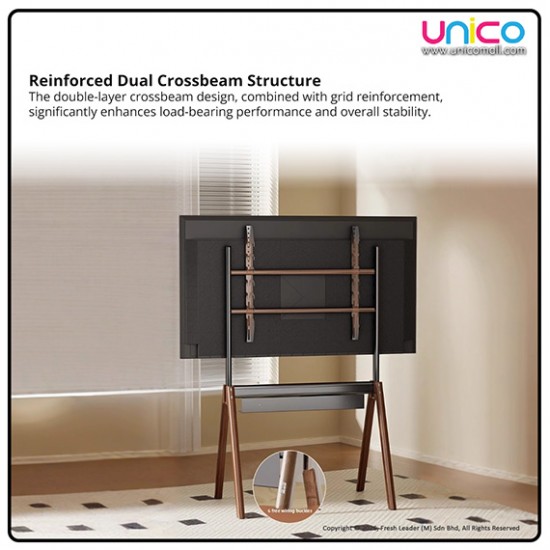 Modern Nordic Wooden TV Floor Stand – Universal 43–86 Inch, Sturdy Quad-Leg Structure