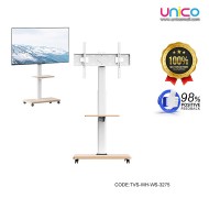 Mobile TV Stand with Shelf, Elegant White – Rolling Floor Trolley Mount for 32–75 Inch Flat & Curved TVs