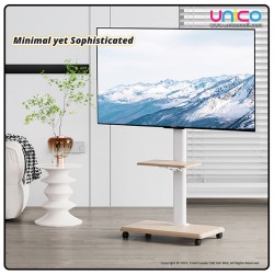 Mobile TV Stand with Shelf, Elegant White – Rolling Floor Trolley Mount for 32–75 Inch Flat & Curved TVs