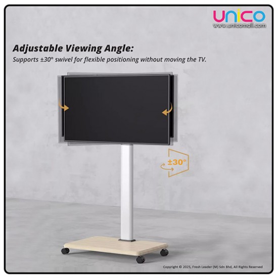 Mobile TV Stand with Shelf, Elegant White – Rolling Floor Trolley Mount for 32–75 Inch Flat & Curved TVs