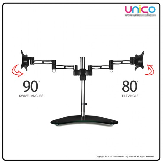 Elevate Your Workstation: Unicomall's Dual Monitor Stand with Tempered Glass for 15-27 Inch Displays Elevate Your Workstation: Unicomall's Dual Monitor Stand with Tempered Glass for 15-27 Inch Displays