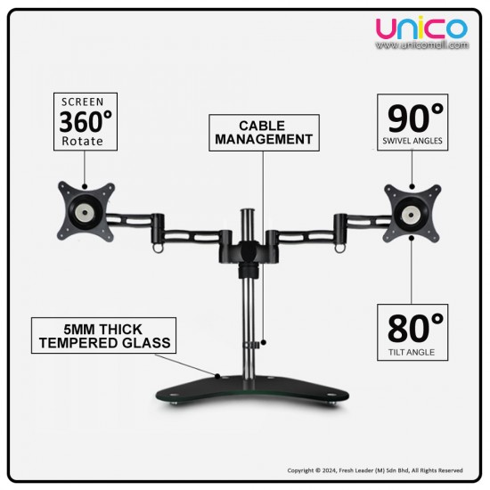 Elevate Your Workstation: Unicomall's Dual Monitor Stand with Tempered Glass for 15-27 Inch Displays Elevate Your Workstation: Unicomall's Dual Monitor Stand with Tempered Glass for 15-27 Inch Displays