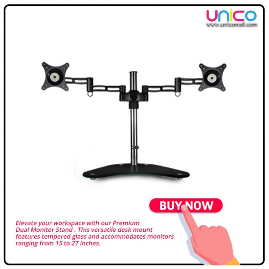 Elevate Your Workstation: Unicomall's Dual Monitor Stand with Tempered Glass for 15-27 Inch Displays Elevate Your Workstation: Unicomall's Dual Monitor Stand with Tempered Glass for 15-27 Inch Displays