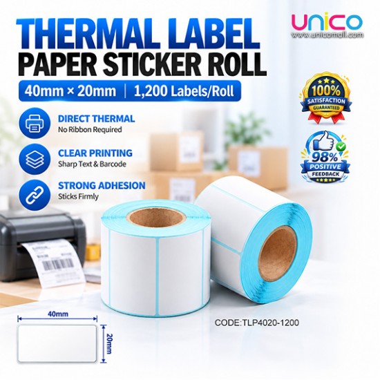 30mm x 20mm Thermal Labels Roll – 1200 Stickers for Printing
