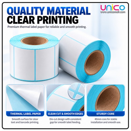 40x20mm Thermal Label Roll, 1,200 Sticker Labels for Home & Office
