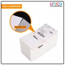 Folding Thermal Label Paper Sticker 100mm x 150mm, 5000pcs – Ideal for Barcode and Shipping Labels