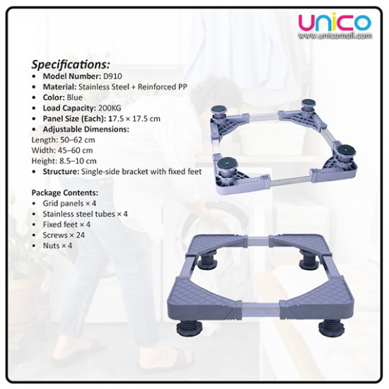 Universal Fridge & Washing Machine Base Stand – Adjustable Height with 4 Strong Stabilizer Feet Universal Fridge & Washing Machine Base Stand – Adjustable Height with 4 Strong Stabilizer Feet