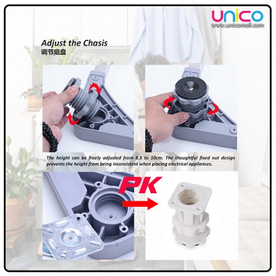 Universal Fridge & Washing Machine Base Stand – Adjustable Height with 4 Strong Stabilizer Feet Universal Fridge & Washing Machine Base Stand – Adjustable Height with 4 Strong Stabilizer Feet