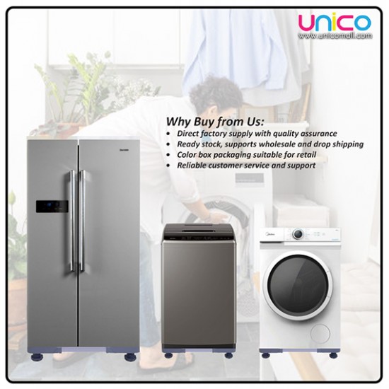 Universal Fridge & Washing Machine Base Stand – Adjustable Height with 4 Strong Stabilizer Feet Universal Fridge & Washing Machine Base Stand – Adjustable Height with 4 Strong Stabilizer Feet
