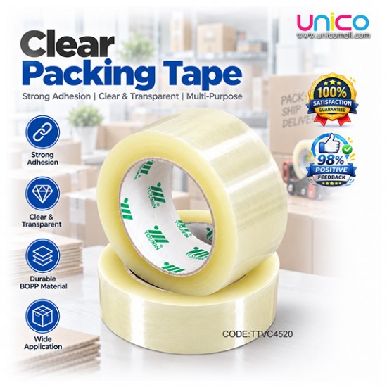 Clear Packaging Tape 45mm x 114m for Moving Boxes and Shipping