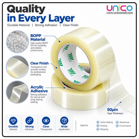 Clear Packaging Tape 45mm x 114m for Moving Boxes and Shipping