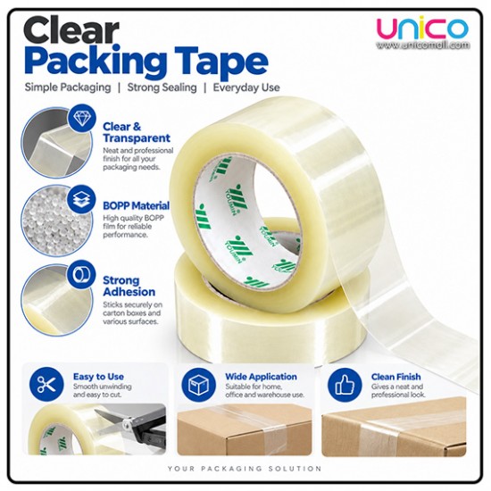 Clear Packaging Tape 45mm x 114m for Moving Boxes and Shipping