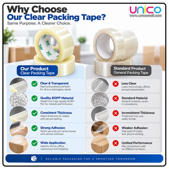 Clear Packaging Tape 45mm x 114m for Moving Boxes and Shipping