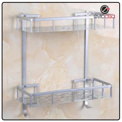 Aluminium 2-tier Square Bathroom Shelf Organizer (No Drilling)