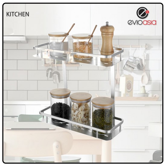 Aluminium 2-tier Square Bathroom Shelf Organizer (No Drilling) Aluminium 2-tier Square Bathroom Shelf Organizer (No Drilling)