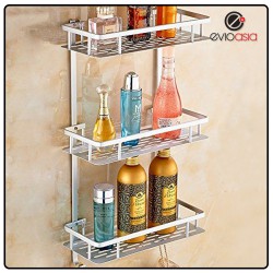 Aluminium 3-tier Square Bathroom Shelf Organizer (No Drilling)