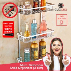 Aluminium 3-tier Square Bathroom Shelf Organizer (No Drilling)