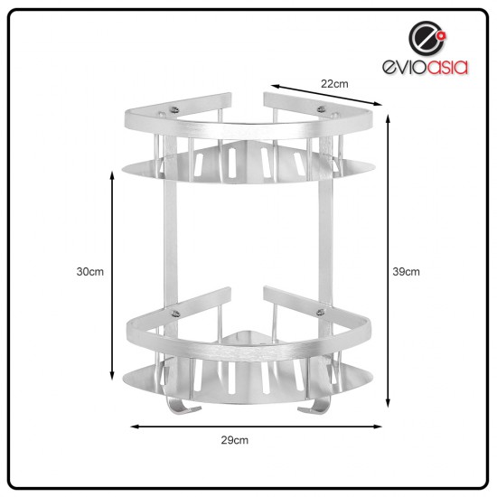 Aluminum 2-tier Triangle Shelf Storage Rack For Bathroom (No Drilling)