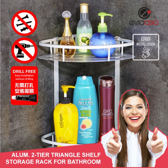 Aluminum 2-tier Triangle Shelf Storage Rack For Bathroom (No Drilling)