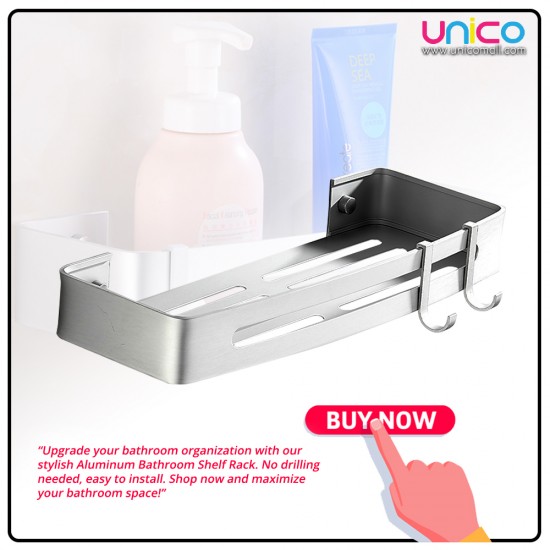 Premium Aluminum Bathroom Shelf Rack with Hook - Unicomall Premium Aluminum Bathroom Shelf Rack with Hook - Unicomall