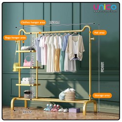 (Merry Christmas) Coat Rack Bent Bottomed 150 + 3 sided net, Black / Gold (150*150*40cm)