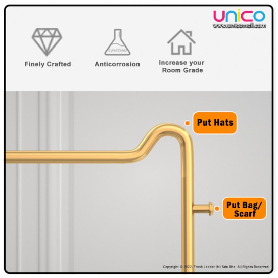 Gold & Black Double Layer Coat Rack (150x120x40cm) | Unicomall