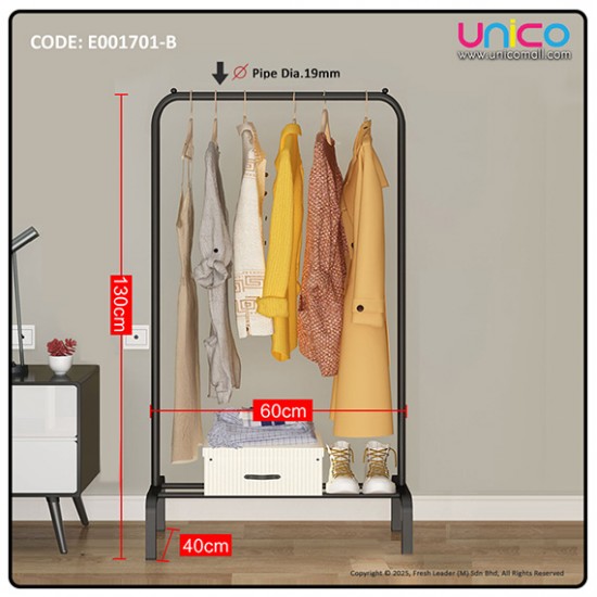 Efficient Single Pole Clothes Rack Organizer by Unicomall - 130x60x40cm Space Saver