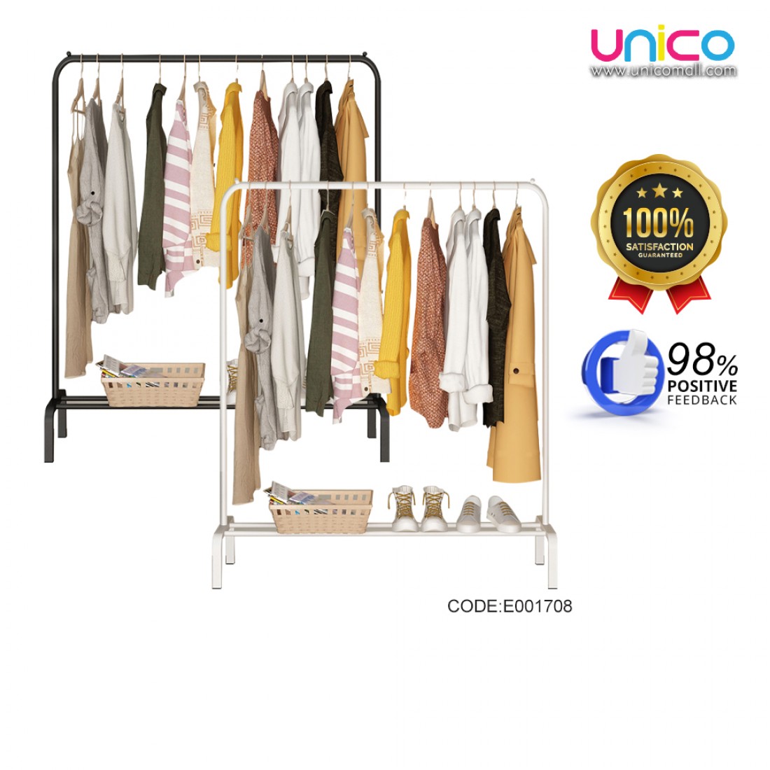 1 Pole Rack Unicomall Efficient Single Pole Clothes Rack Organizer - 150x110x40cm ...