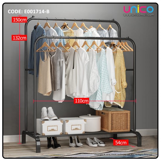 Maximize Closet Space with Double Pole Clothes Rack | 150x110x54cm