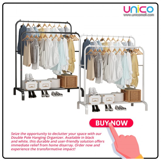 Maximize Closet Space with Double Pole Clothes Rack | 150x110x54cm Maximize Closet Space with Double Pole Clothes Rack | 150x110x54cm