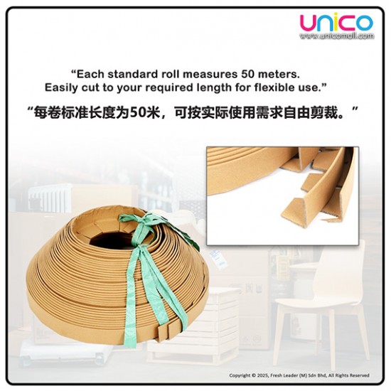 Heavy-Duty 50m Spiral Paper Protector – Carton Corner & Packaging Safety Roll