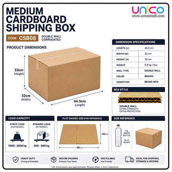 Heavy Duty Medium Cardboard Shipping Box 44.5×32×33cm Carton Box